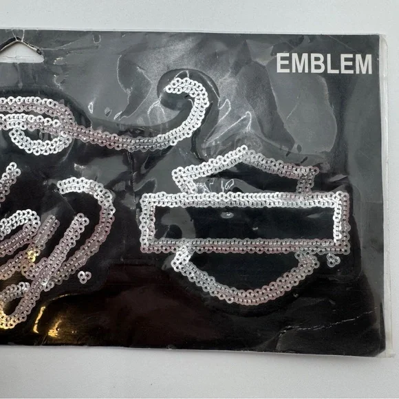 Harley-Davidson Black with Silver Sequin Bar and Shield Patch - Picture 3 of 6